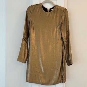 DVF gold sequin dress. Zipper back